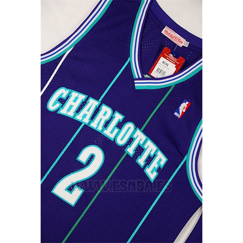 Camiseta Charlotte Hornets Larry Johnson #2 Retro Violeta